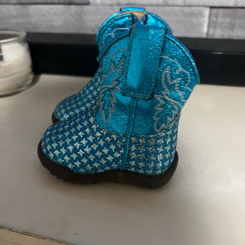 Roper Glittery Teal Baby Boots